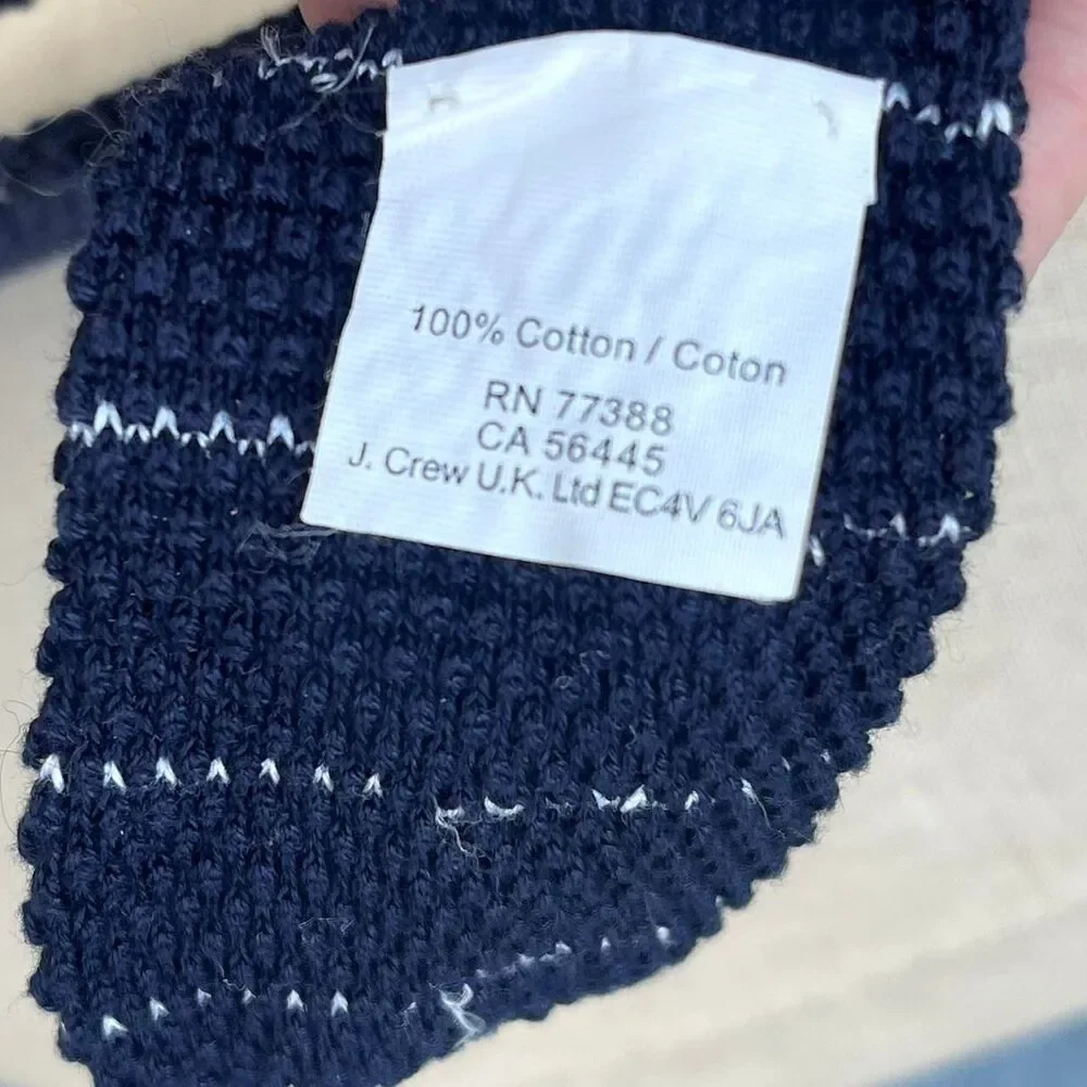 J.crew Crochet tie Navy Blue striped Knit necktie
